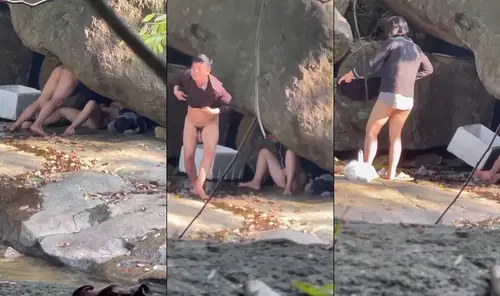 Cặp đôi tranh thủ chịch nhau trong hang đá khi đi phượt