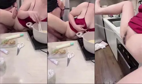 Vừa nấu ăn vừa chịch sướng quá đái ướt hết nhà